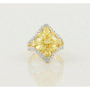 Gold over Sterling Silver Yellow CZ Ring Size 7 1/4